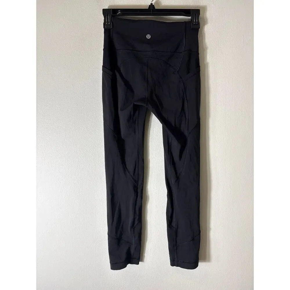 Lululemon Black Pocketed Athletic Leggings Sz 4